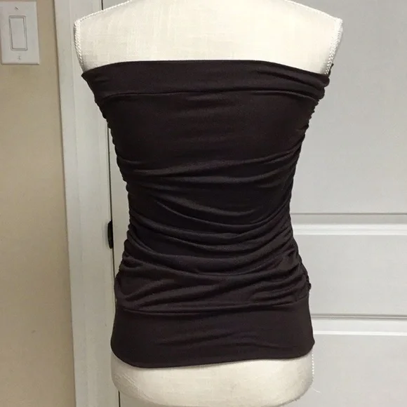 Brown Side Ruched Tube Top - Picture 2 of 12